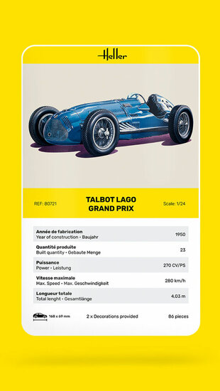 Heller 80721 Talbot Lago Grand Prix Bouwpakket Schaal 1:24