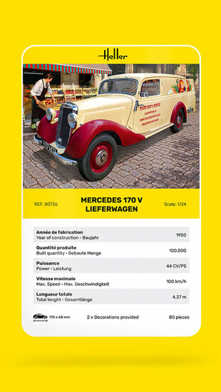 Heller 80736 MB 170 Lieferwagen Bouwpakket Schaal 1:24