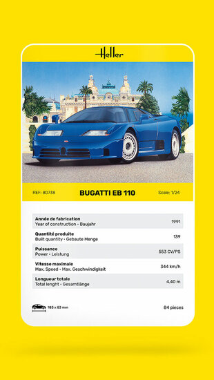 Heller 80738 BUGATTI EB 110 Bouwpakket Schaal 1:24