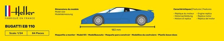 Heller 80738 BUGATTI EB 110 Bouwpakket Schaal 1:24