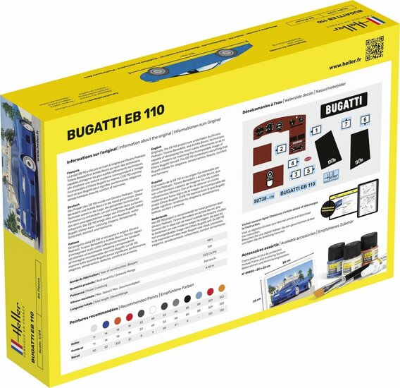 Heller 80738 BUGATTI EB 110 Bouwpakket Schaal 1:24