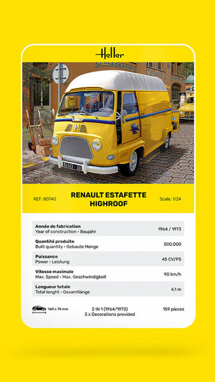 Heller 80740 Estafette Highroof Bouwpakket Schaal 1:24