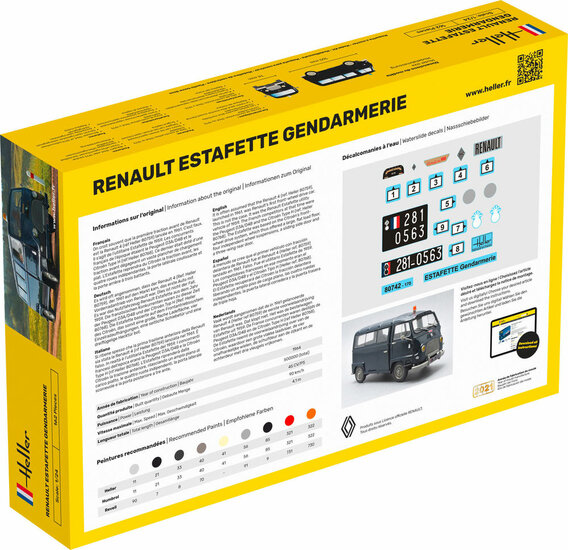 Heller 80742 RENAULT Estafette Gendarmerie New Mould Bouwpakket Schaal 1:24