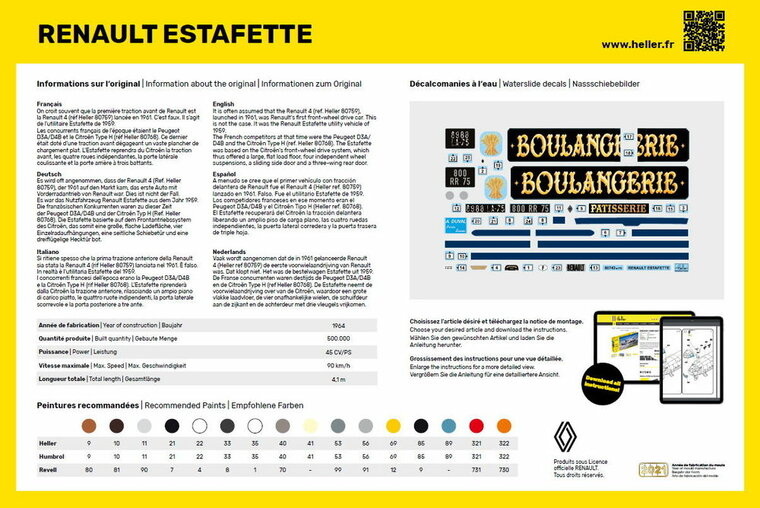 Heller 80743 RENAULT Estafette New Mould Bouwpakket Schaal 1:24