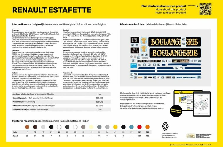 Heller 80743 RENAULT Estafette New Mould Bouwpakket Schaal 1:24