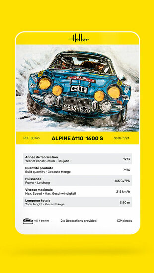 Heller 80745 Alpine A110 (1600) Bouwpakket Schaal 1:24