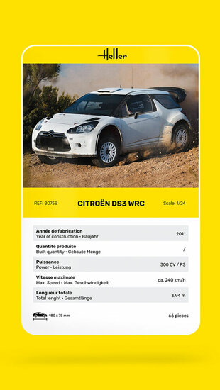 Heller 80758 Citroen DS3 WRC Bouwpakket Schaal 1:24