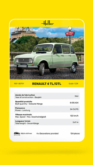 Heller 80759 Renault 4TL/GTL Bouwpakket Schaal 1:24