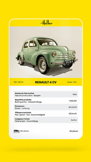 Heller 80762 Renault 4 CV Bouwpakket Schaal 1:24