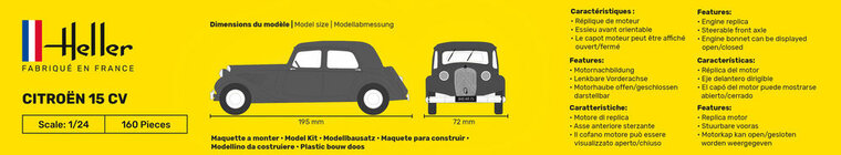 Heller 80763 Citroen 15 CV Bouwpakket Schaal 1:24