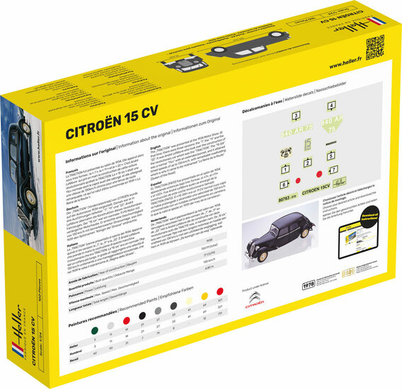 Heller 80763 Citroen 15 CV Bouwpakket Schaal 1:24