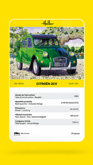 Heller 80765 Citroen 2 CV Bouwpakket Schaal 1:24