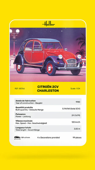 Heller 80766 Citroen 2CV Charleston Bouwpakket Schaal 1:24