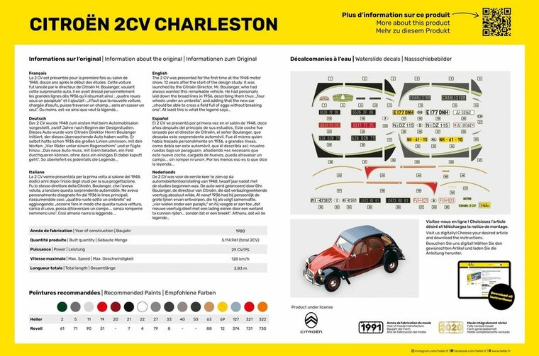 Heller 80766 Citroen 2CV Charleston Bouwpakket Schaal 1:24
