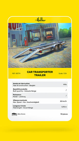 Heller 80774 Car Transporter Trailer Bouwpakket Schaal 1:24
