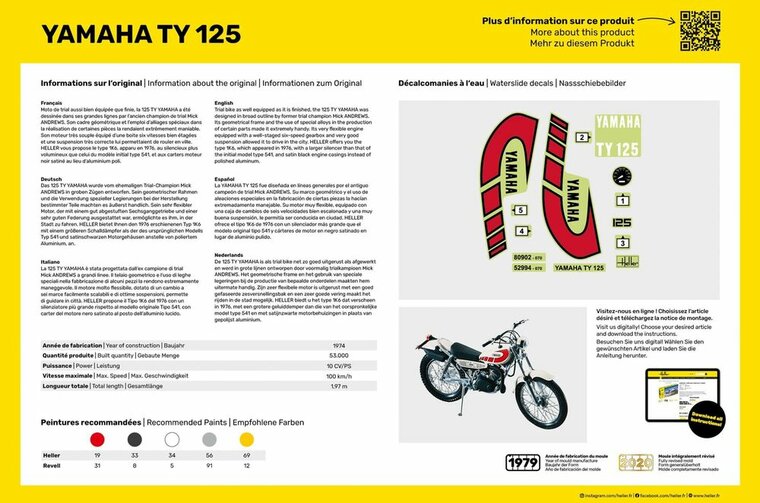Heller 80902 Yamaha TY 125 Bouwpakket Schaal 1:8
