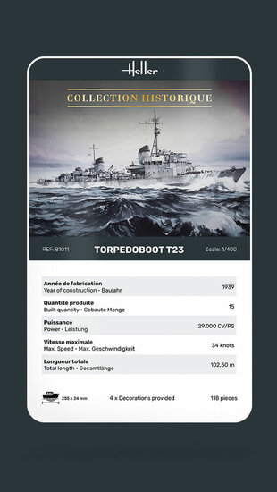Heller 81011 Torpedoboot T23 Bouwpakket Schaal 1:400