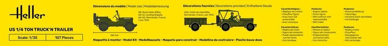 Heller 81105 US 1/4 Ton Truck 'n Trailer Bouwpakket Schaal 1:35