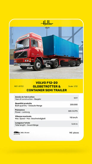 Heller 81702 F12-20 Globetrotter & Container semi trailer Bouwpakket Schaal 1:32