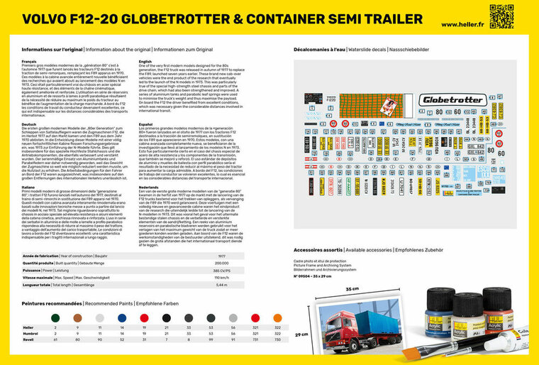 Heller 81702 F12-20 Globetrotter & Container semi trailer Bouwpakket Schaal 1:32
