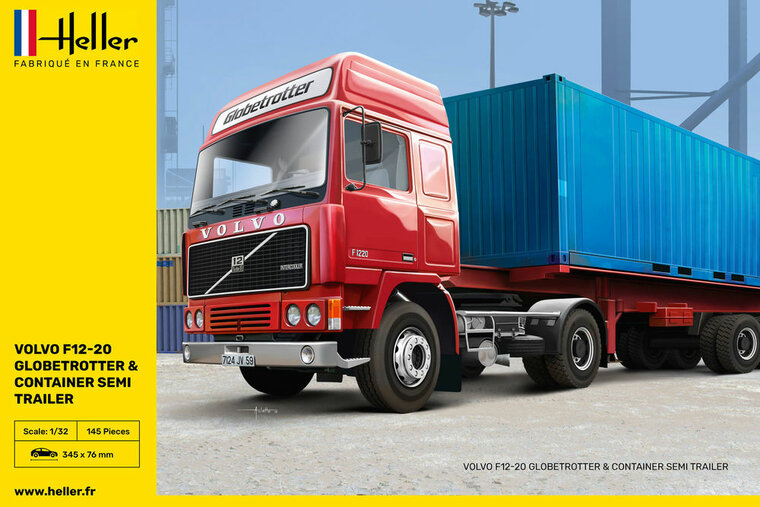 Heller 81702 F12-20 Globetrotter & Container semi trailer Bouwpakket Schaal 1:32