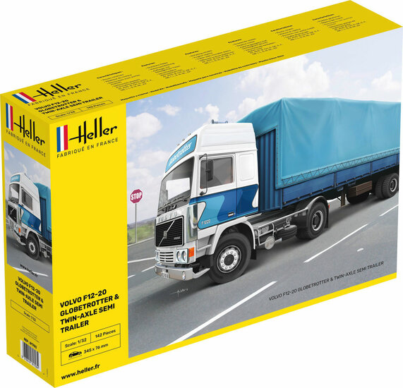 Heller 81703 F12-20 Globetrotter &amp; Twin-Axle Semi trailer Bouwpakket Schaal 1:32