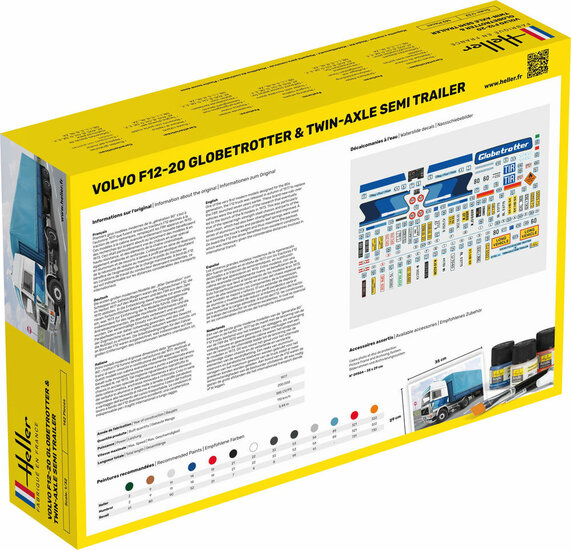 Heller 81703 F12-20 Globetrotter &amp; Twin-Axle Semi trailer Bouwpakket Schaal 1:32