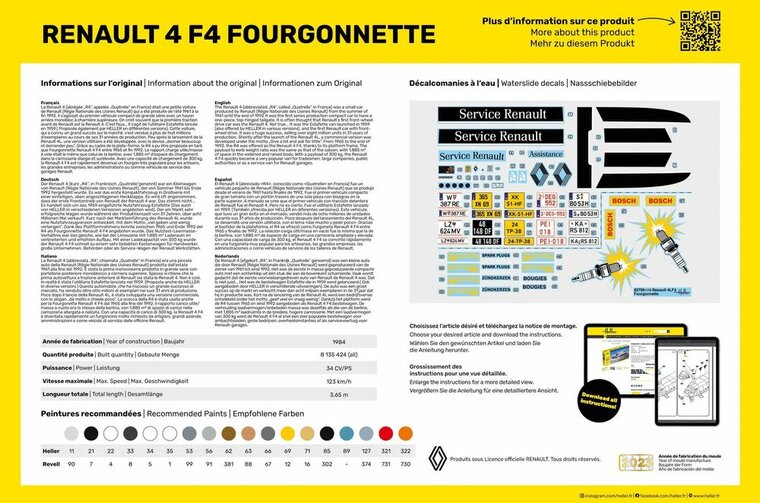 Heller 82700 Renault 4 Fourgonette F4 Bouwpakket Schaal 1:24