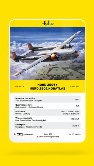 Heller 85374 Nord2501 + Nord 2502 &quot;NORATLAS&quot; TWINSET Bouwpakket Schaal 1:72