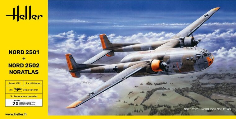 Heller 85374 Nord2501 + Nord 2502 &quot;NORATLAS&quot; TWINSET Bouwpakket Schaal 1:72