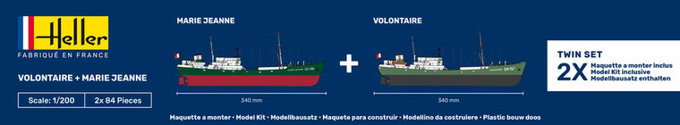 Heller 85604 VOLONTAIRE MARIE + MARIE JEANNE Twinset Bouwpakket Schaal 1:200 boot