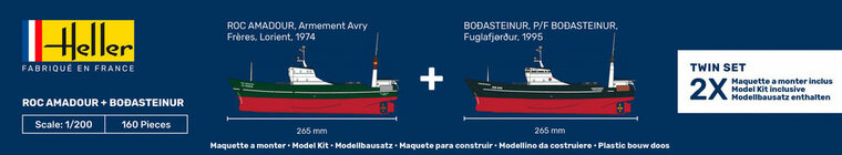 Heller 85608 ROC AMADOUR + BODASTEINUR Twinset Bouwpakket Schaal 1:200 boot