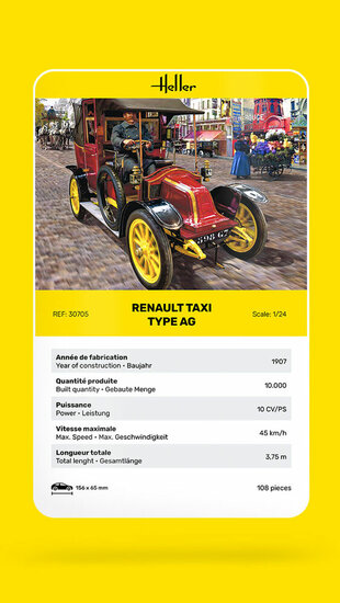 Heller 30705 Renault Taxi Type AG Bouwpakket Schaal 1:24 auto