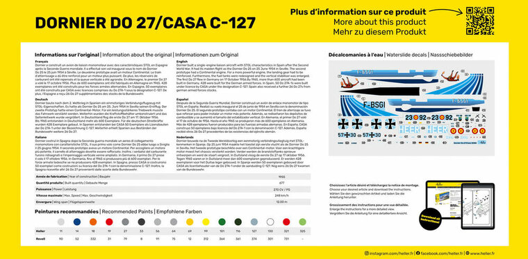 Heller 35304 STARTER KIT DO27/CASA C-127 Bouwpakket Schaal 1:72 vliegtuig