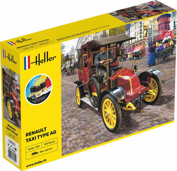 Heller 35705 STARTER KIT Renault Taxi Type AG Bouwpakket Schaal 1:24 auto