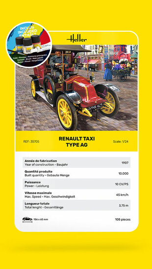 Heller 35705 STARTER KIT Renault Taxi Type AG Bouwpakket Schaal 1:24 auto
