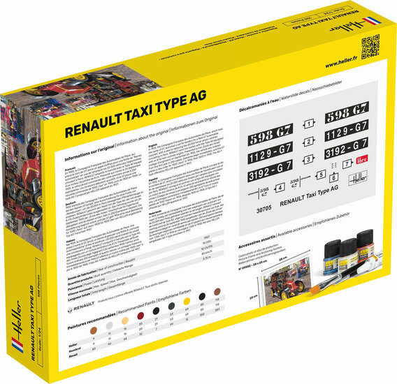 Heller 35705 STARTER KIT Renault Taxi Type AG Bouwpakket Schaal 1:24 auto