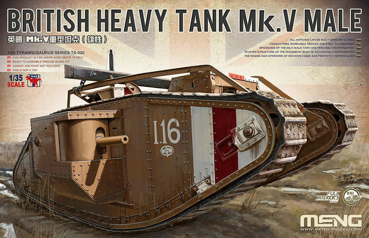 MENG-Model TS-020 British Heavy Tank Mk. V Male Bouwpakket Schaal 1:35