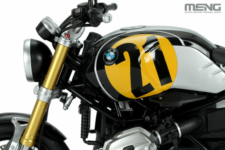MENG-Model MT-003u BMW R nineT Option 719 Black Storm Metallic/Vintage (Pre-colored Edition) Schaal 1:9