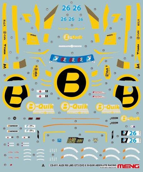 MENG-Model CS-011 AUDI R8 LMS GT3 EVO II B-Quik Absolute Racing Bouwpakket Schaal 1:24