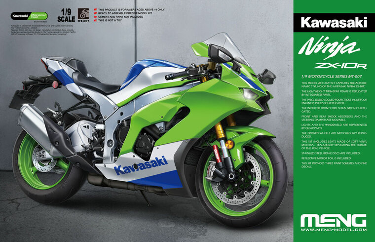 MENG-Model MT-007 Kawasaki Ninja ZX-10R Schaal 1:9