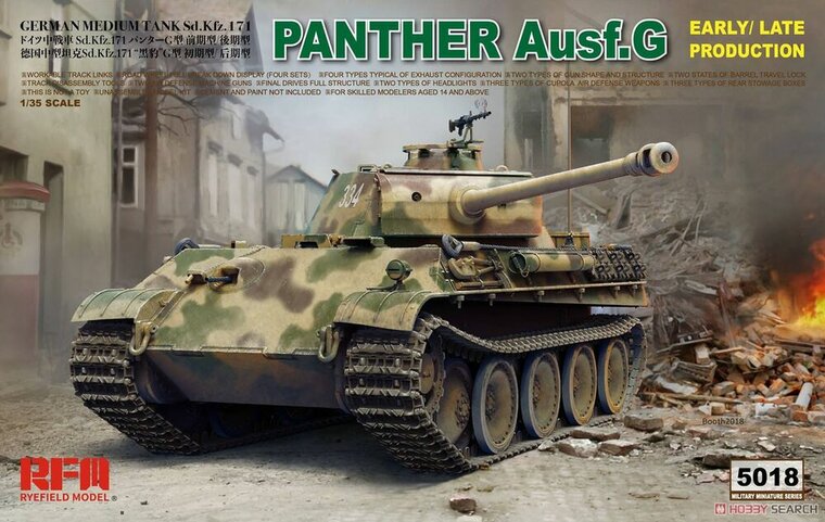 Rye Field Model 5018 Panther Ausf.G Early/Late productions Bouwpakket Schaal 1:35