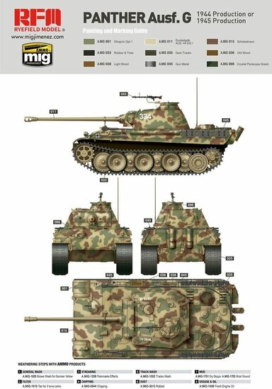 Rye Field Model 5018 Panther Ausf.G Early/Late productions Bouwpakket Schaal 1:35