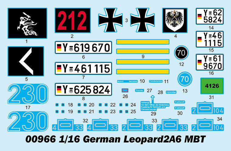 Trumpeter 00966 German Leopard 2A6 MBT Bouwpakket Schaal 1:16