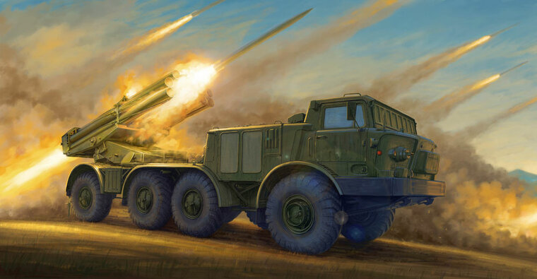 Trumpeter 01026 Russian 9P140 TEL of 9K57 Uragan Multipl Launch Rocket System Bouwpakket Schaal 1:35