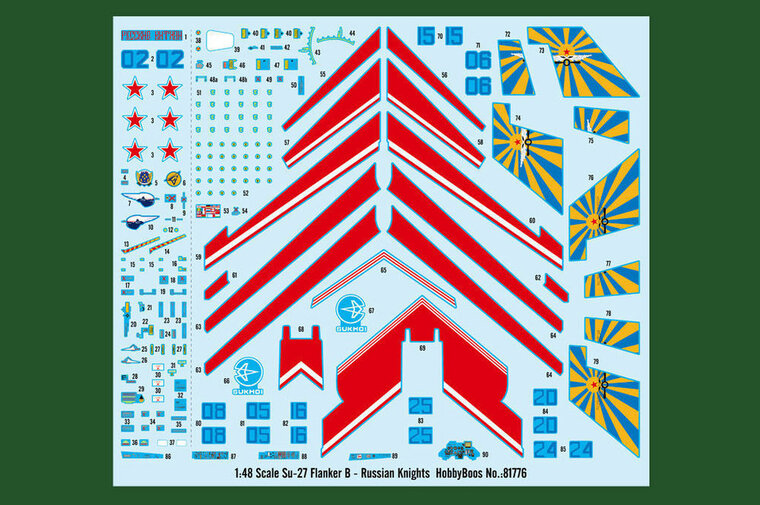 Hobby Boss 81776 Su-27 Flanker B - Russian Knights Aerobatic Team Bouwpakket Schaal 1:48