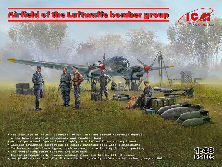 ICM DS4805 Airfield of the Luftwaffe bomber group Bouwpakket Schaal 1:48