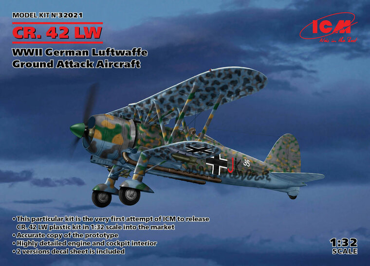 ICM 32021 CR. 42 LW , WWII German Luftwaffe Ground Attack Aircraft Bouwpakket Schaal 1:32