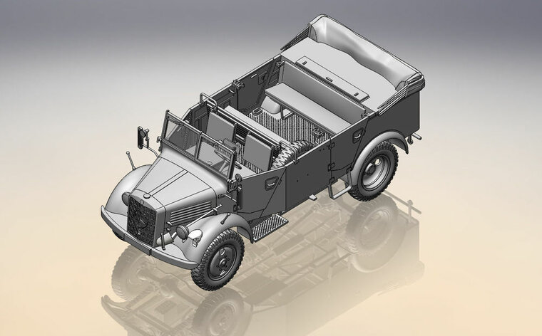 ICM DS3503 Wehrmacht Off-road Cars (Kfz1,Horch 108 Typ 40, L1500A) Bouwpakket Schaal 1:35