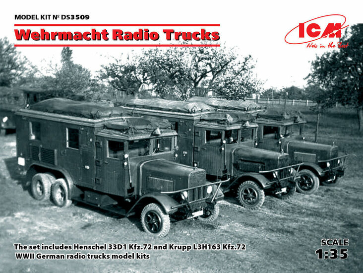 ICM DS3509 Wehrmacht Radio Trucks(Henschel 33D1 Kfz.72, Krupp L3H163 Kfz.72) Bouwpakket Schaal 1:35